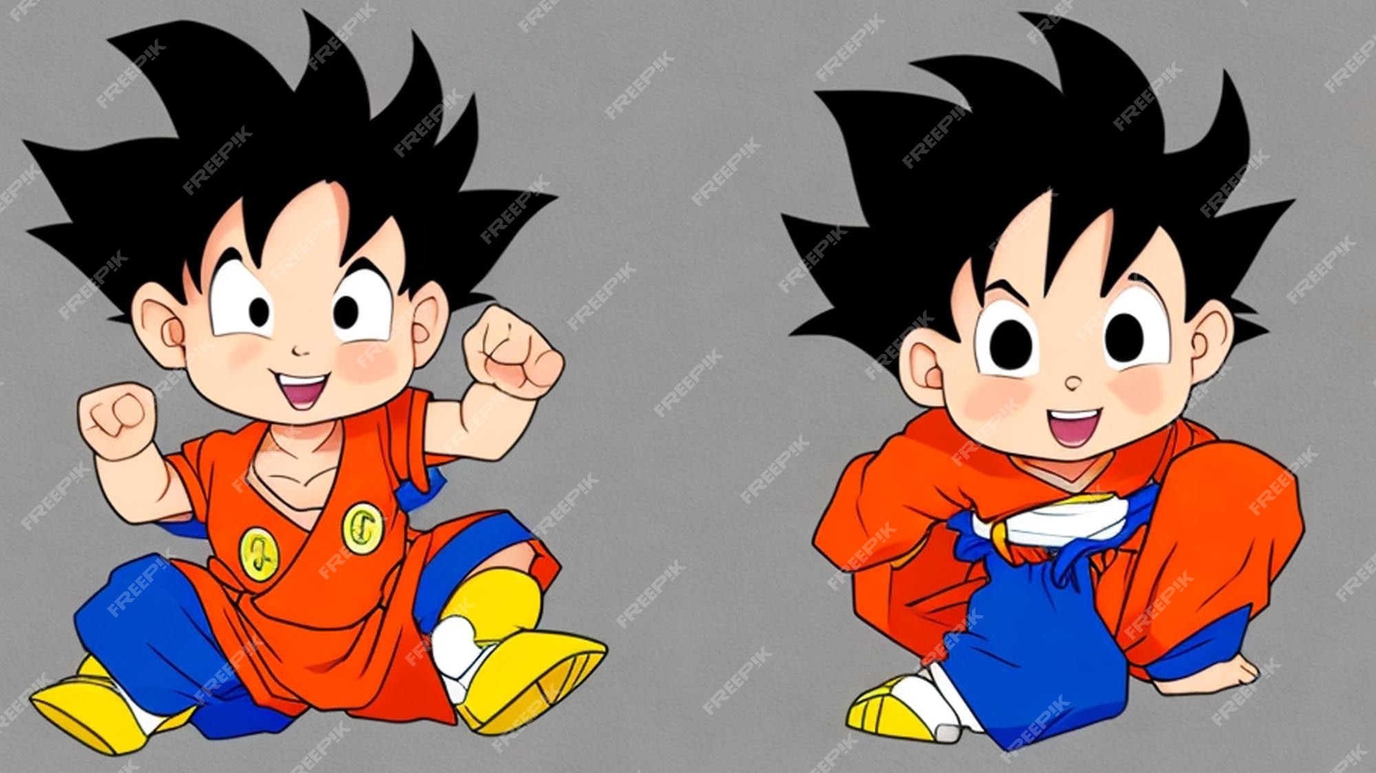 A imaginação fofa e adorável do desenho animado goku kid é uma