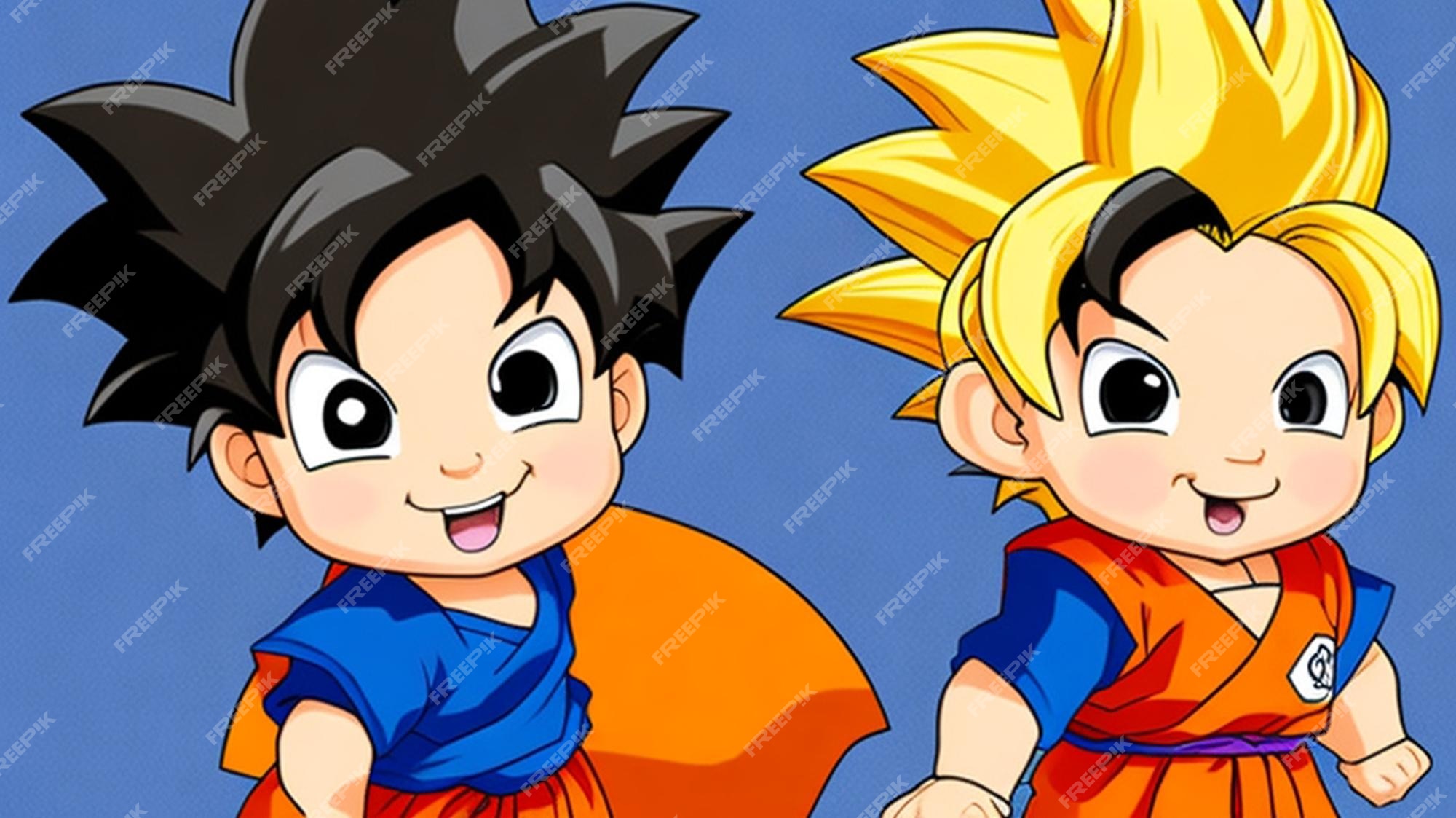 Um adorável desenho animado, bebê goku