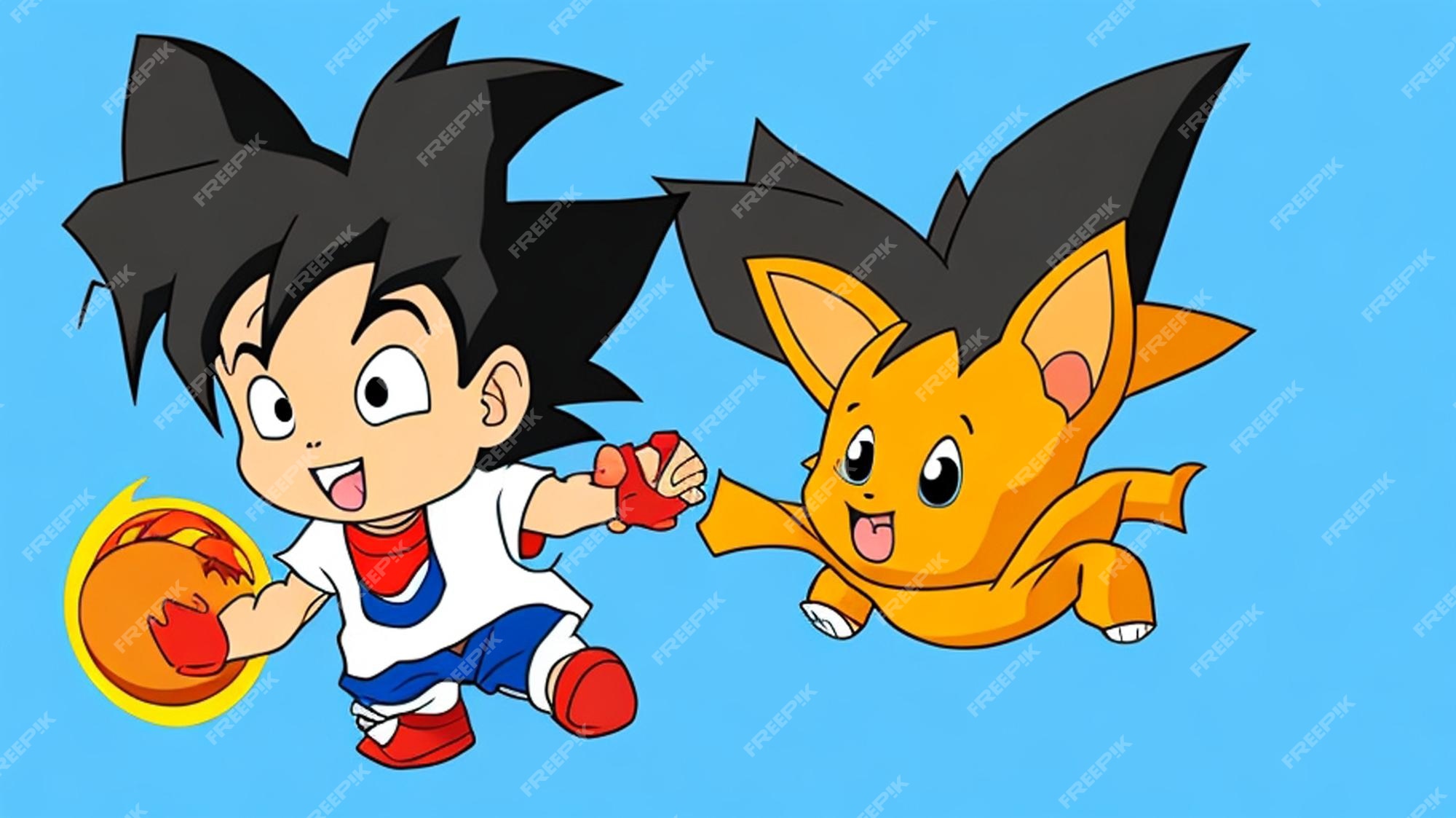 Um adorável desenho animado, bebê goku