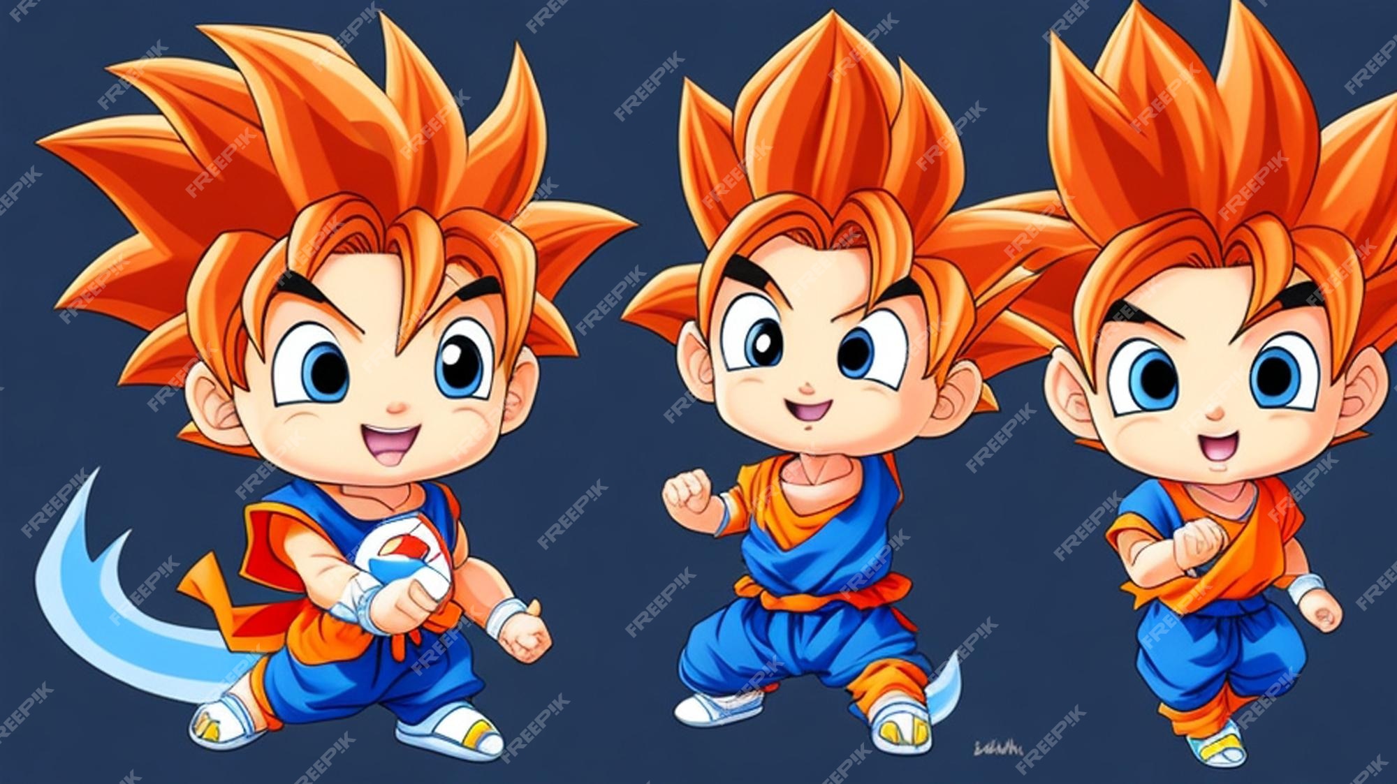 Um adorável desenho animado, bebê goku