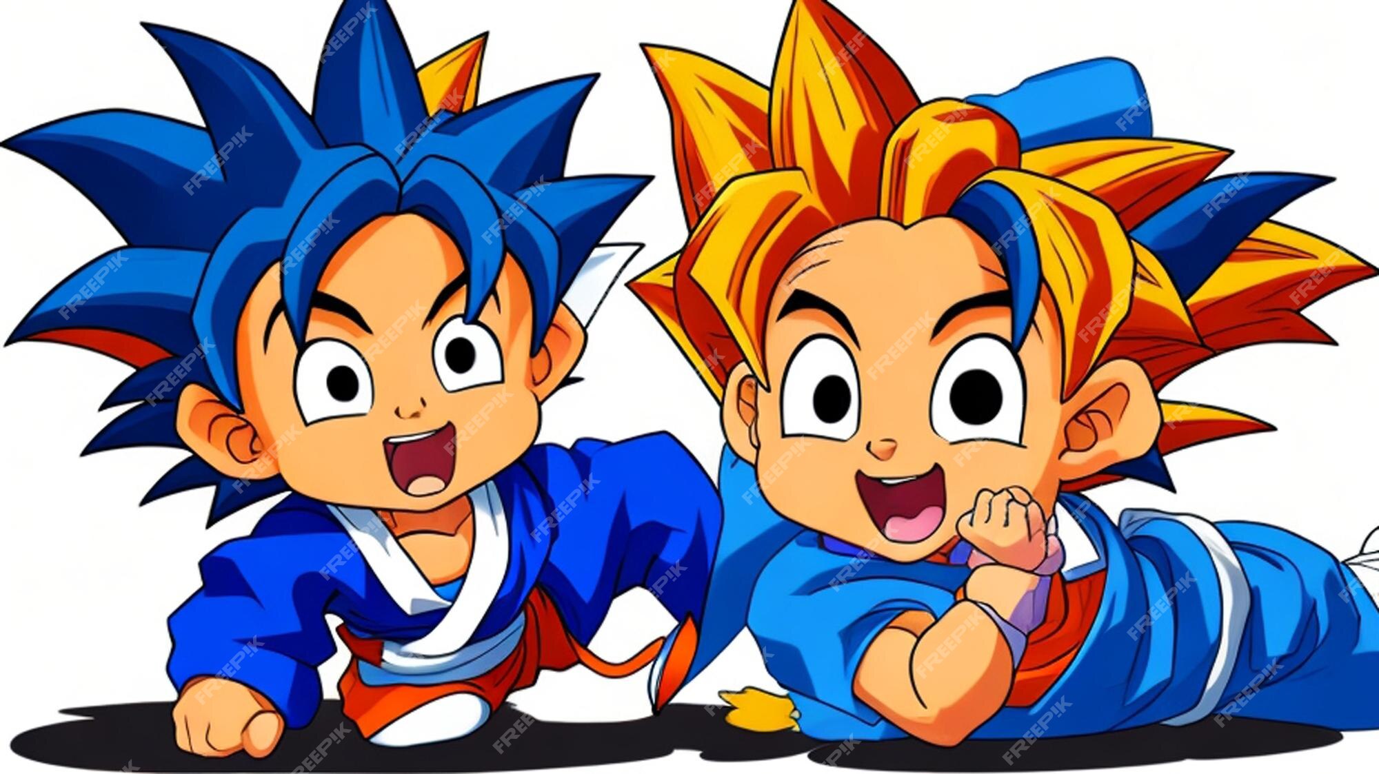 Um adorável desenho animado, bebê goku