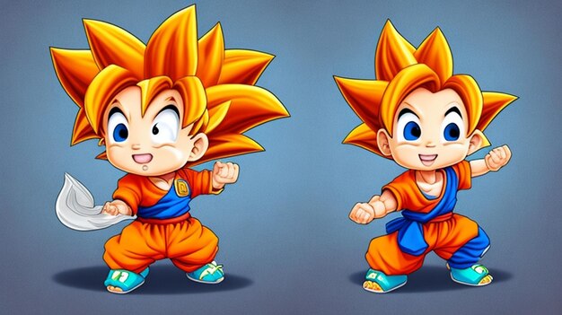 Um adorável desenho animado, bebê goku