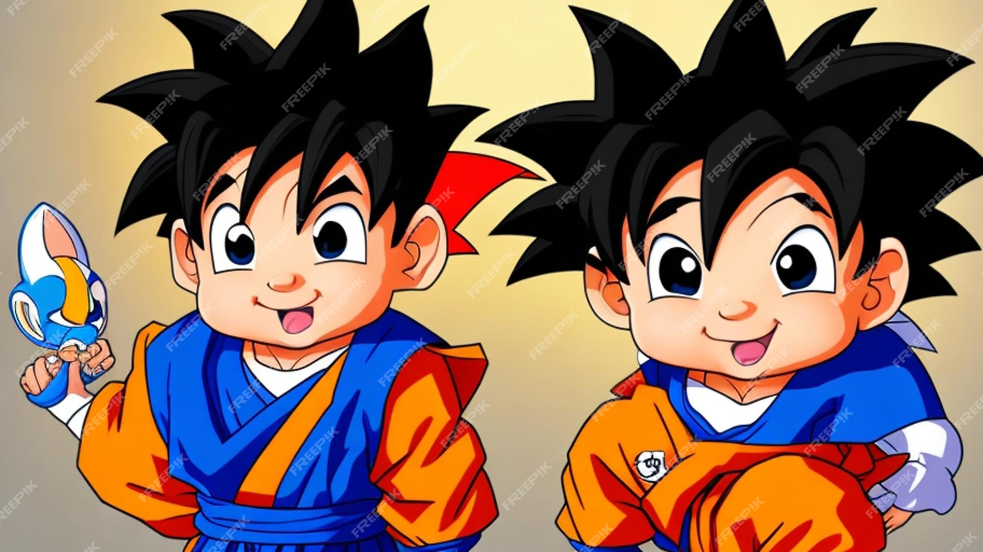 Um adorável desenho animado, bebê goku