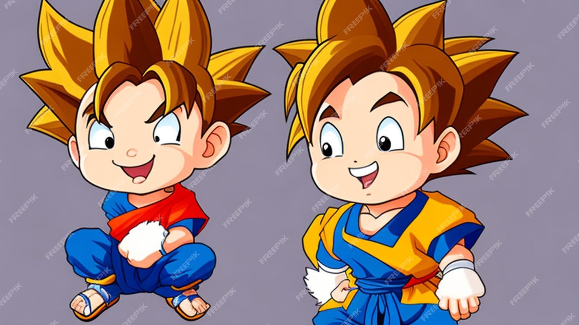 Um adorável desenho animado, bebê goku