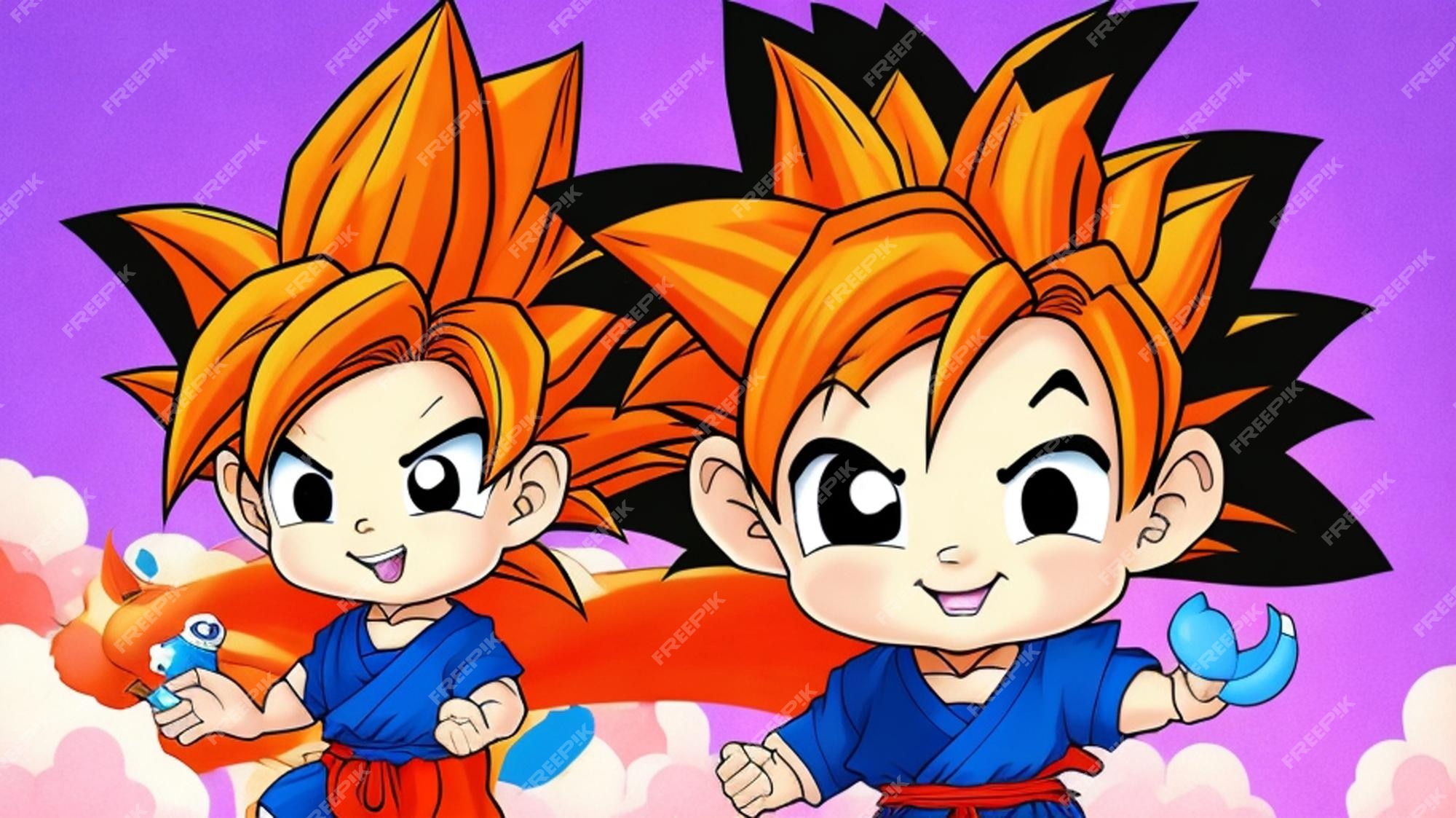 Um adorável desenho animado, bebê goku