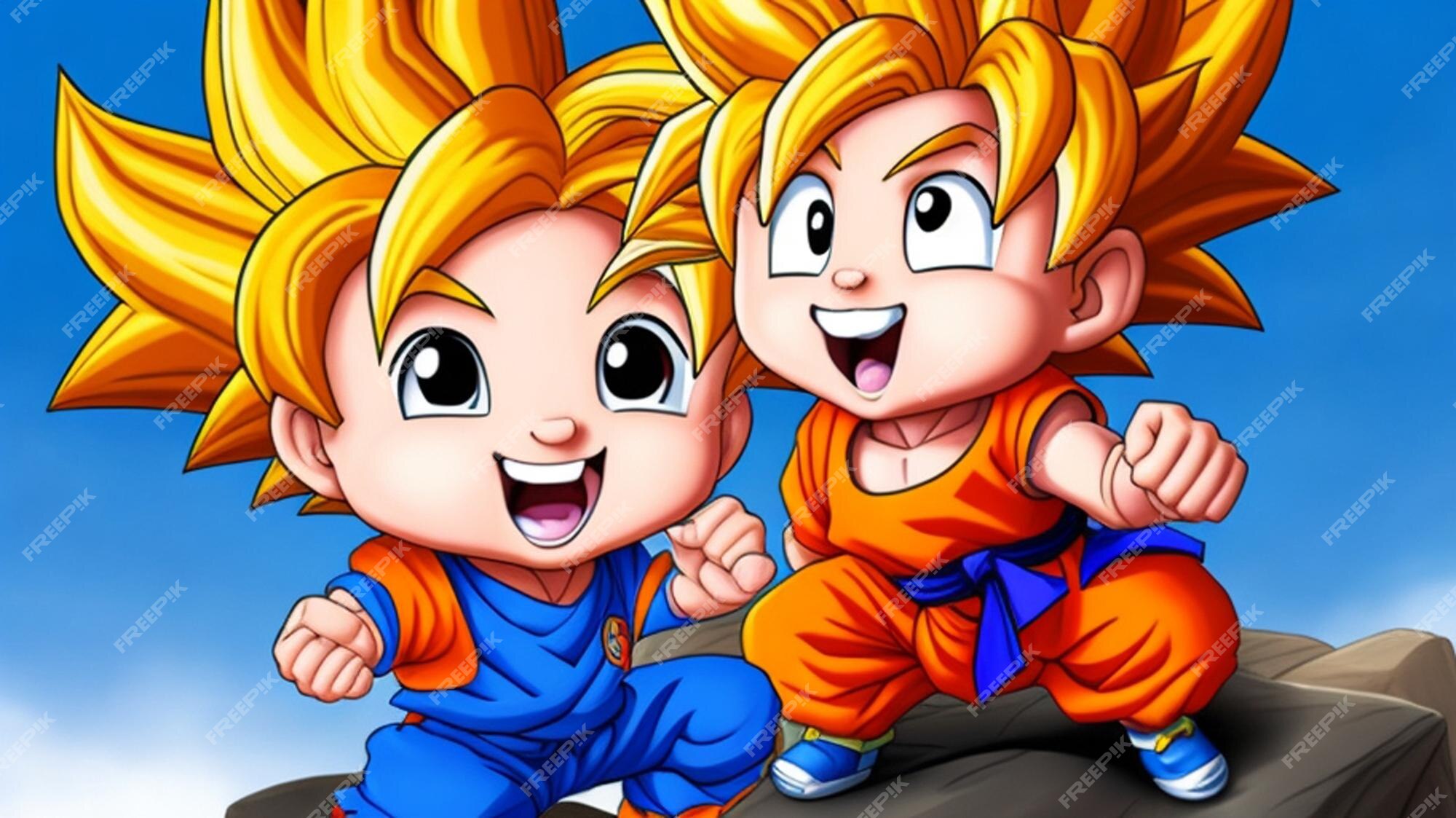 Um adorável desenho animado, bebê goku