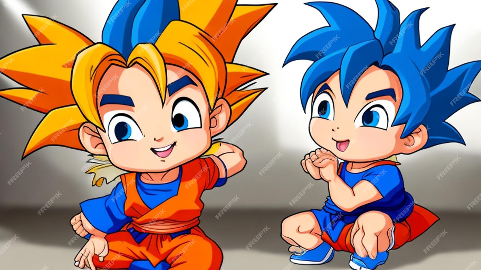 Um adorável desenho animado, bebê goku