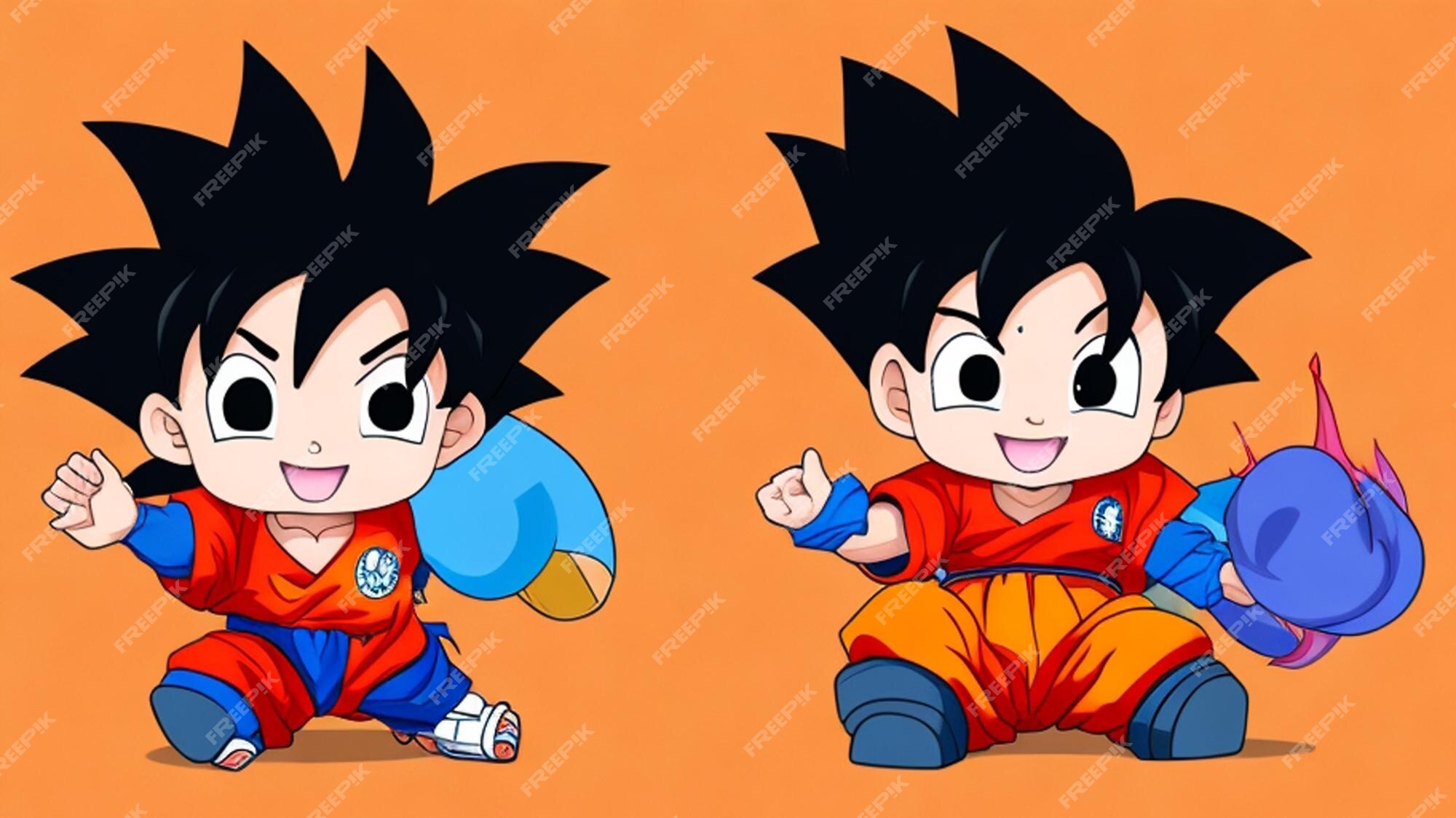 Um adorável desenho animado, bebê goku