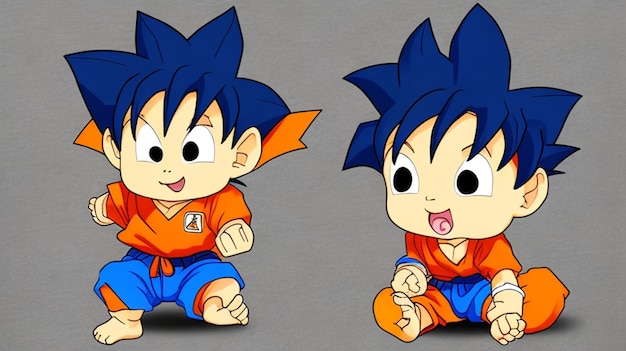 Um adorável desenho animado, bebê goku