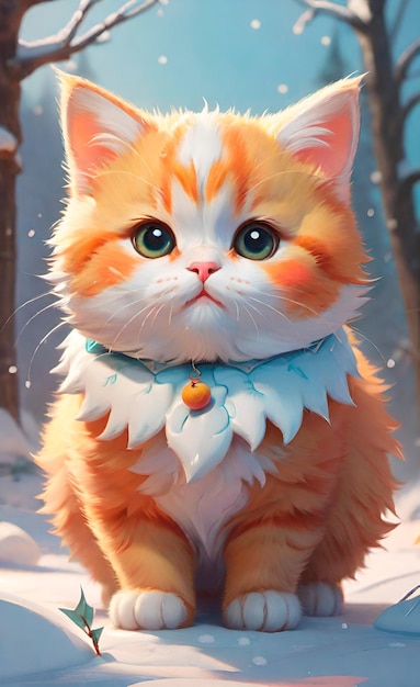 Um adorável gatinho de pêssego gordo renderização 3D