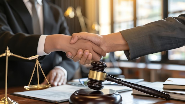 Um advogado negociando um acordo com o advogado adversário