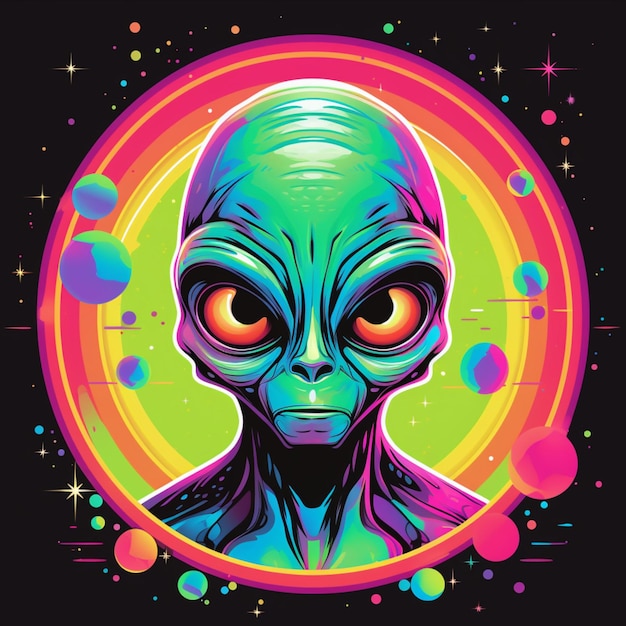 um alienígena com um fundo colorido