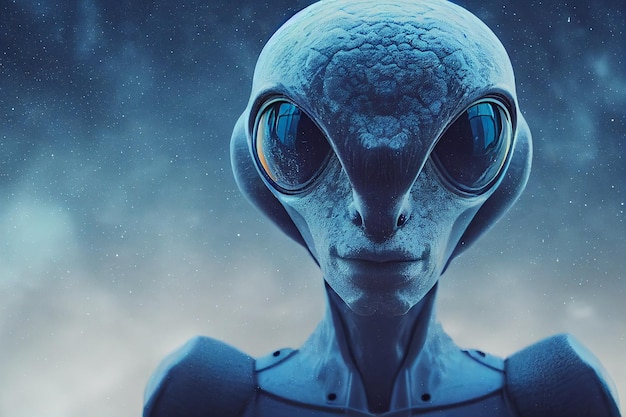 Foto um alienígena em um traje espacial no espaço.