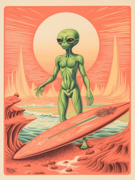 Foto um alienígena na praia.
