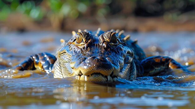 Um alligador na natureza em close-up