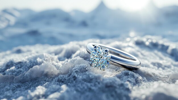 um anel de diamante com um diamante na parte superior