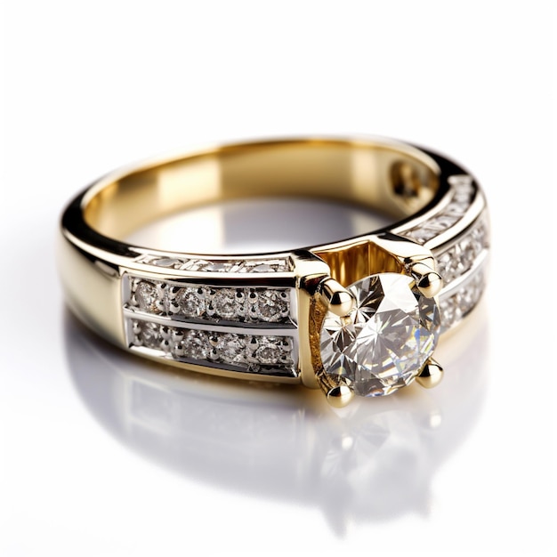 Um anel de diamante com um diamante nele