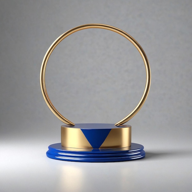 Foto um anel de ouro com uma base azul