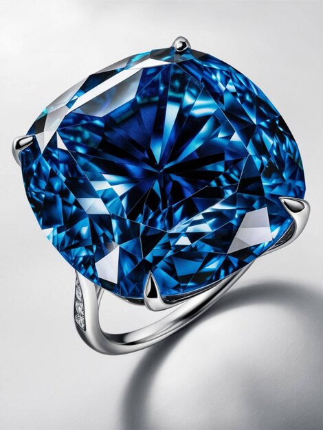 Um anel de safira azul com um anel de diamante no lado