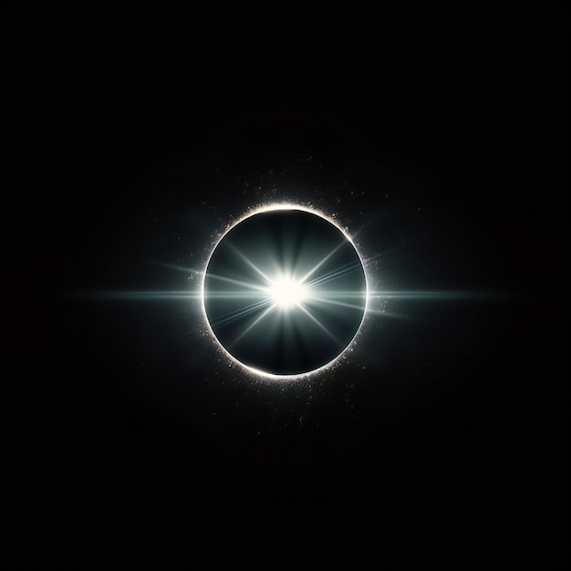Foto um anel do sol é mostrado em um fundo preto