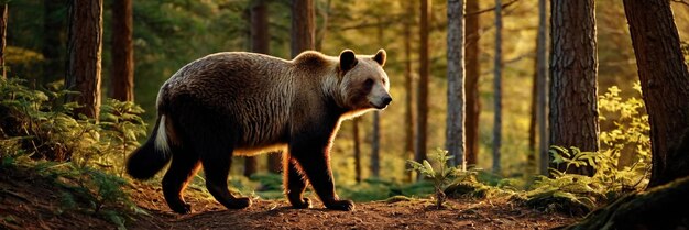 Um animal a caminhar na floresta verde