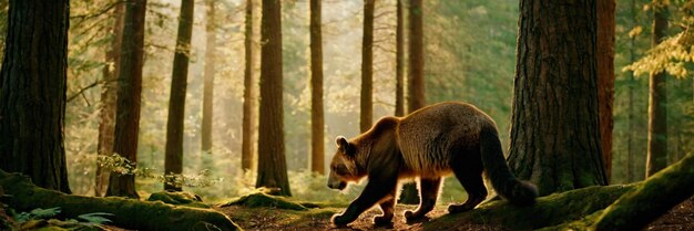 Foto um animal a caminhar na floresta verde