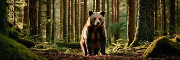 Um animal a caminhar na floresta verde