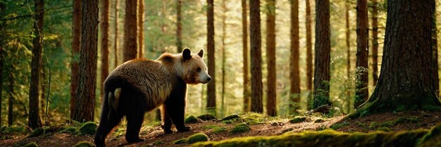 Foto um animal a caminhar na floresta verde