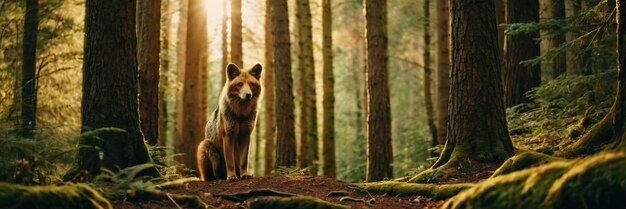 Um animal a caminhar na floresta verde