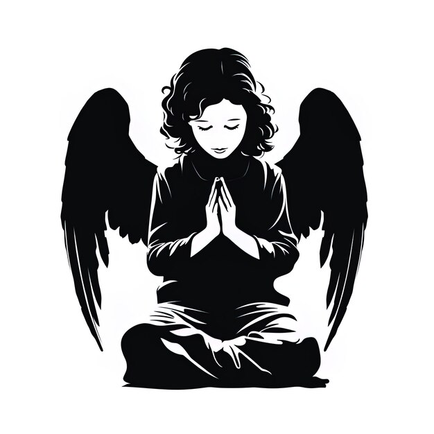 Foto um anjo preto com asas e um anjo preto nas costas.