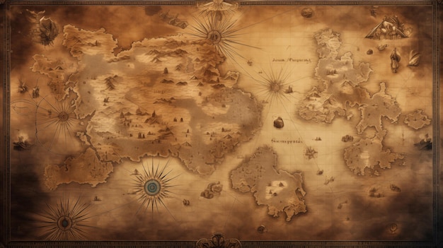 Um antigo mapa do mundo.