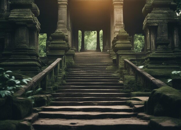 Foto um antigo templo de horror do camboja