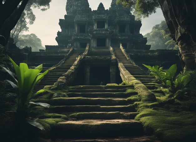 Foto um antigo templo de horror do camboja