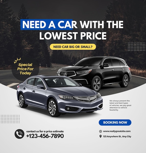 um anúncio para um carro com um carro que diz "preciso de um preço do preço mais alto"