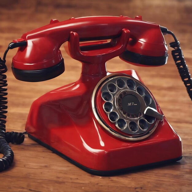 Um aparelho telefônico vintage vermelho