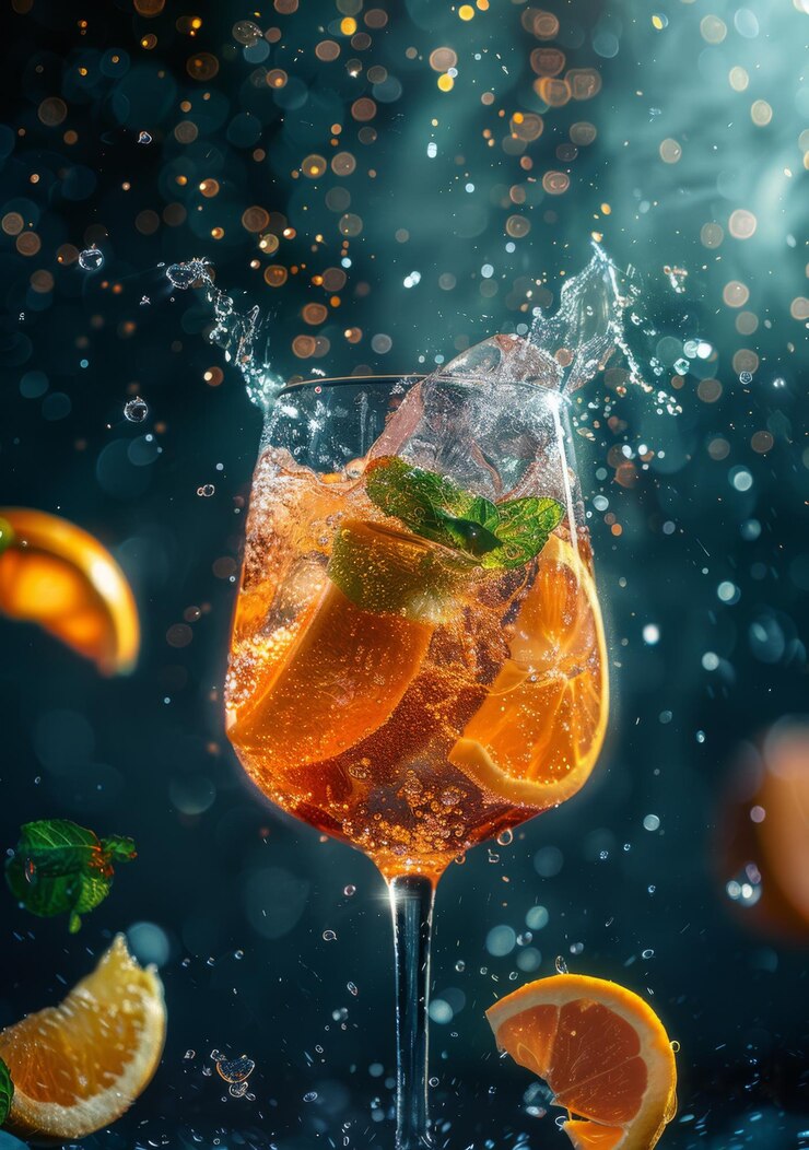 Um aperol spritz coquetel fazê-lo refrescante fazer o fundo que dá verão vibração refrescante