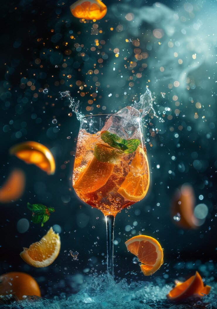 Um aperol spritz coquetel fazê-lo refrescante fazer o fundo que dá verão vibração refrescante