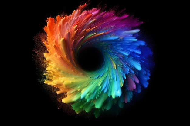 Um arco-íris colorido da pintura isolado no illust preto