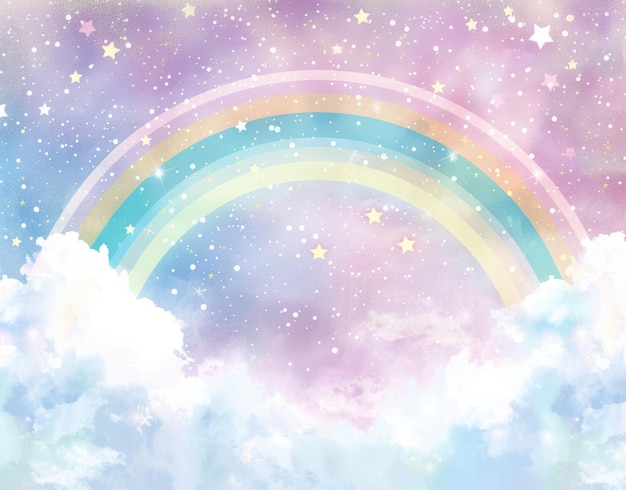 Um arco-íris com um arco-Íris no céu e as palavras arco-íris