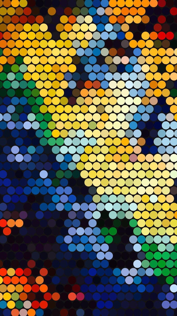 Foto um arco-íris de pontos coloridos são mostrados nesta imagem