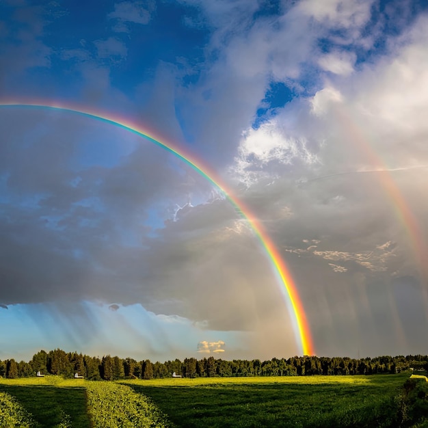 um arco-íris na paisagem do céu