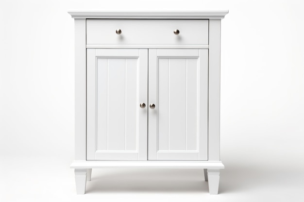 um armário branco com duas gavetas e uma porta