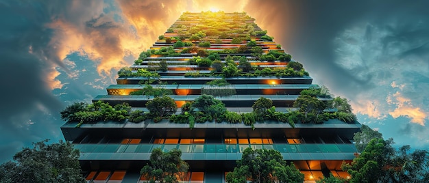 Foto um arranha-céu ecológico com plantas crescendo em sua fachada conceito de vida verde em uma área urbana um parque central sydney