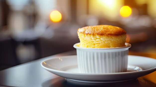 Foto um arranjo artístico de vários pratos franceses mostrando um delicioso souffle