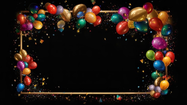Um arranjo festivo de balões coloridos e moldura perfeita para aniversários e comemorações Ai generative