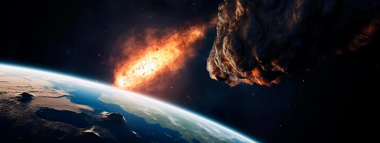 Foto um asteroide cai na terra ia generativa