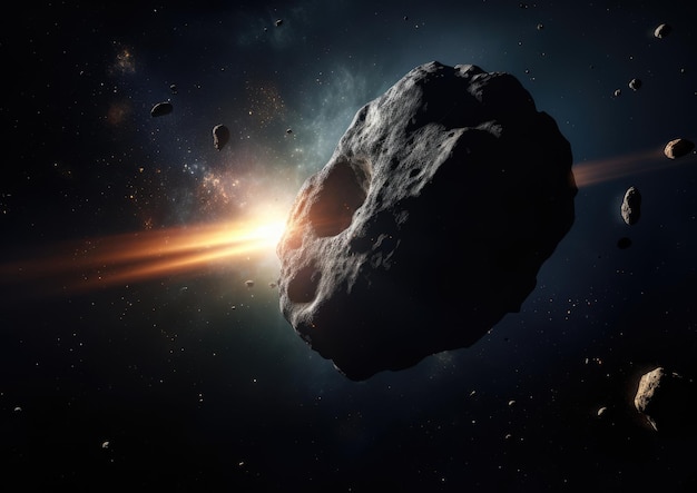 Um asteróide visto através de um poderoso telescópio da Terra