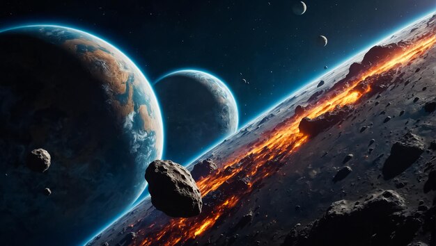 Um asteróide voa para a Terra.