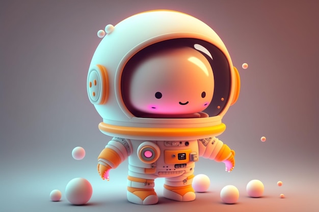 Um astronauta de desenho animado com um sorriso no rosto.