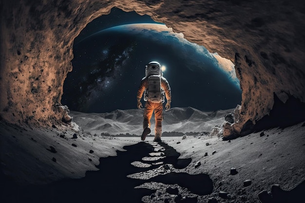 Foto um astronauta na lua